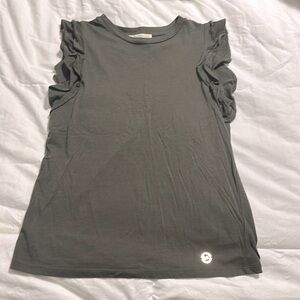 Michael - Michael Kors - Green Ruffle Crew Neck Sleeveless Top - Small